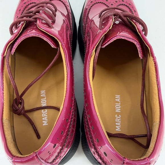 Marc Nolan Ms. Alexander Patent Leather Lug Wingtip Derby Oxford Shoes Pink 8 - Picture 6 of 12